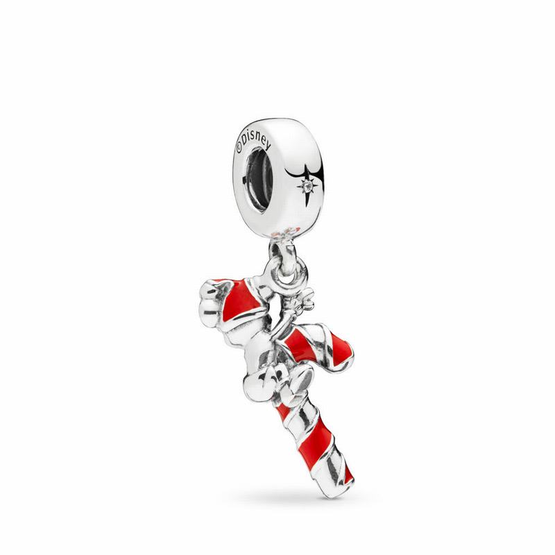 Pandora Disney Santa Mickey’s Candy Cane Dangle Charm Clearance NZ, Sterling Silver (610879-SCE)